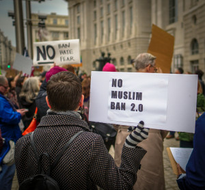 https://commons.wikimedia.org/wiki/File:2017.03.07_-MuslimBan_2.0_Protest,_Washington,_DC_USA_00784_(33279470586).jpg protest signs No muslim ban 2.0 no hate no fear