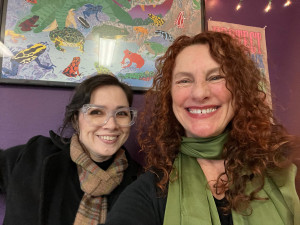 Ilima Considine and Lisa Loving on ‘Waiting for the Kick’ two people smiling