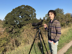 Ezra Cohen watching birds on the bluff above Oaks Bottom Ezra Cohen watching birds on the bluff above Oaks Bottom