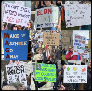 montage of 9 protest signs