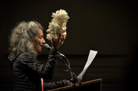 Jan Zuckerman testifying with dead coral at PSCCA Tacoma LNG hearing Jan Zuckerman testifying with dead coral at PSCCA Tacoma LNG hearing